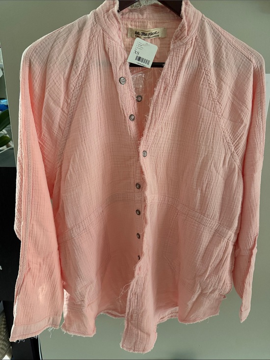 Free People Tops - We The Free Soft Pink Gauze Button-Up Top